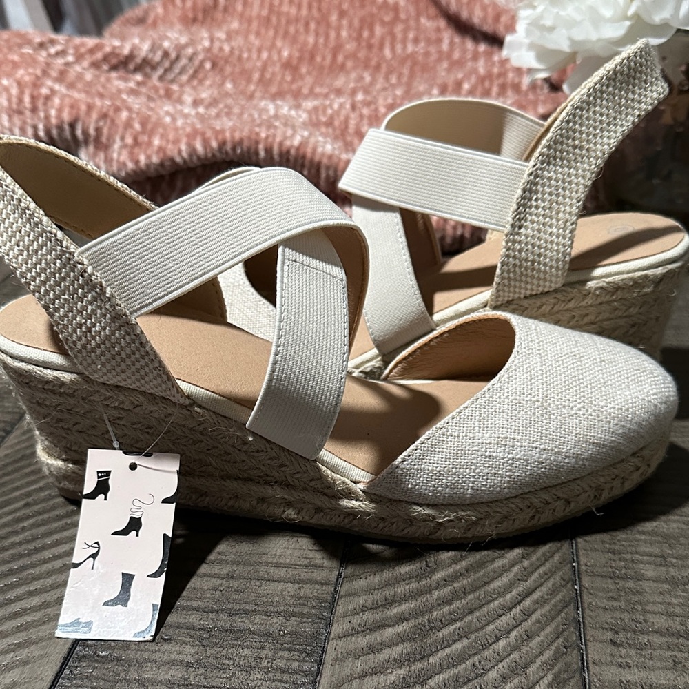 Elegant Cream Wedge Sandals